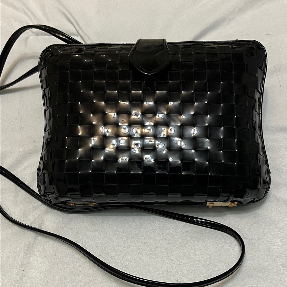 Chic Black Woven Crossbody Bag evening bag